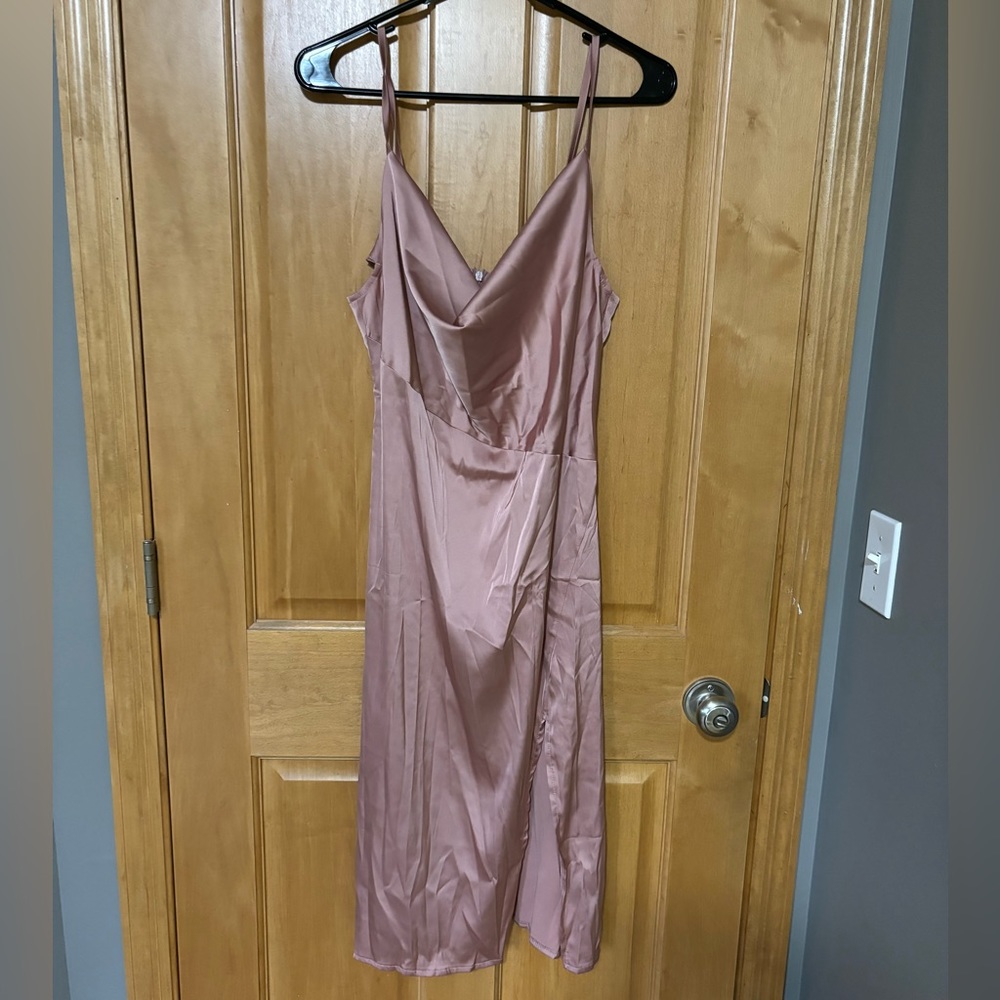 Pink Silk Slit Dress. Size S